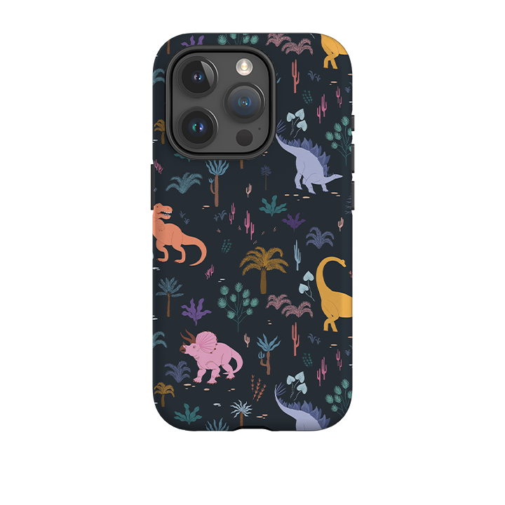 iPhone Tough Case - Dinosaur Pattern Dark By Meghann Rader