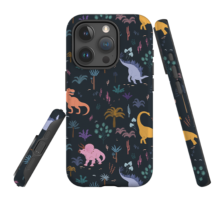 iPhone Tough Case - Dinosaur Pattern Dark By Meghann Rader