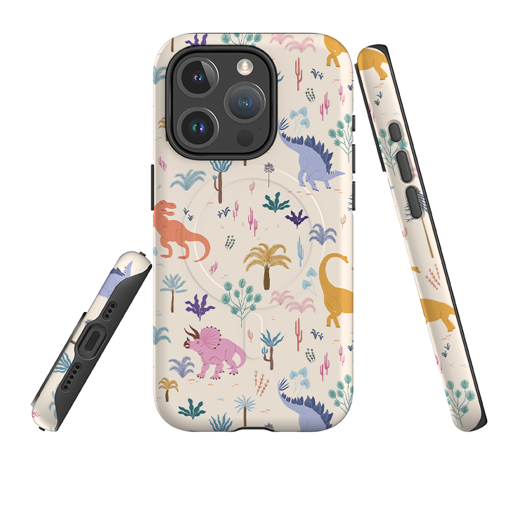 iPhone MagSafe Tough Case - Dinosaur Pattern Light By Meghann Rader