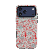 iPhone Tough Case - Dinosaur line Red and Blue By Katherine Quinn