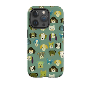 iPhone Tough Case - Dog Heads Green By Katherine Quinn