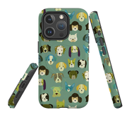 iPhone MagSafe Tough Case -  Dog Heads Green By Katherine Quinn
