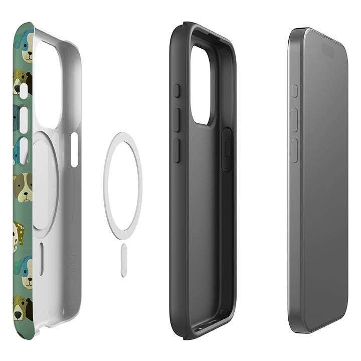 iPhone MagSafe Tough Case -  Dog Heads Green By Katherine Quinn