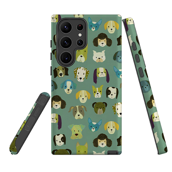 Samsung Tough Case - Dog Heads Green By Katherine Quinn