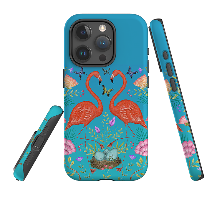 iPhone Tough Case - Flamingos And Flowers By Catherine Rowe