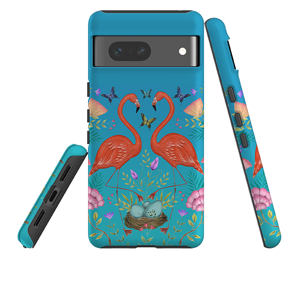 Google Tough Case -  Flamingos and Flowers By Catherine Rowe