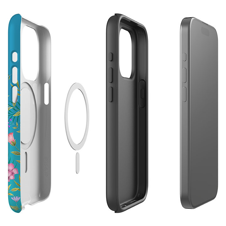 iPhone MagSafe Tough Case -  Flamingos and Flowers By Catherine Rowe