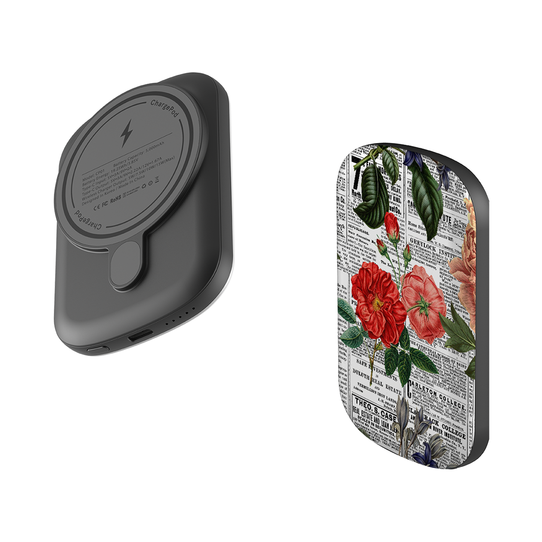 MagSafe Power Bank - Floral Newsprint