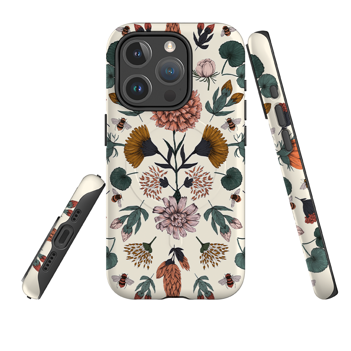iPhone MagSafe Tough Case -  Floral Bees By Jade Mosinski