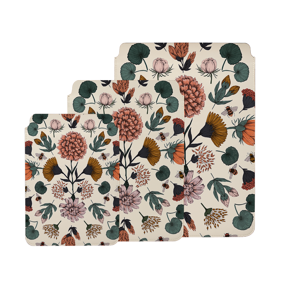 Floral Bees By Jade Mosinski Laptop, Kindle & iPad Sleeve