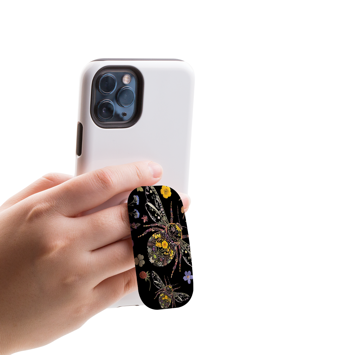 Floral Bumble Bees Phone Stand By Helen Ahpornsiri