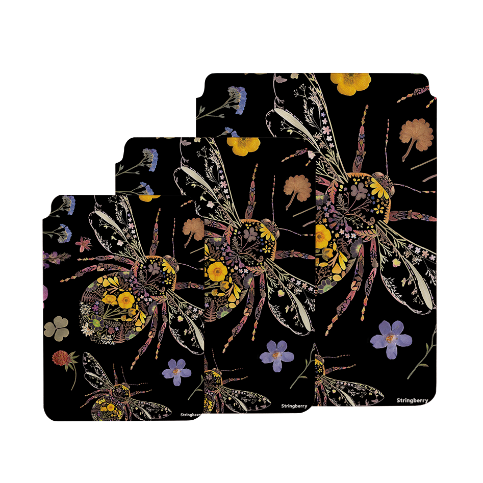 Floral Bumble Bees By Helen Ahpornsiri Laptop, Kindle & iPad Sleeve