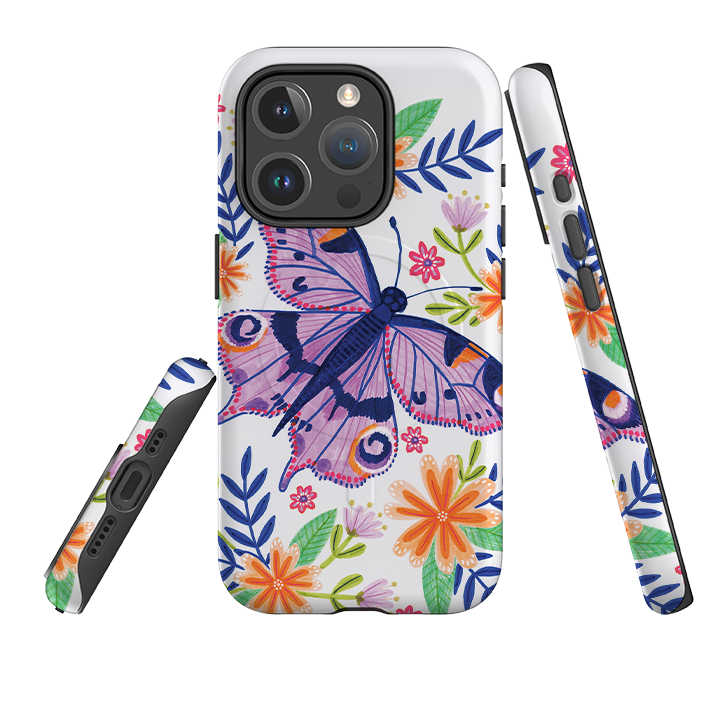 iPhone MagSafe Tough Case - Floral Lilac Butterfly By Lee Foster Wilson