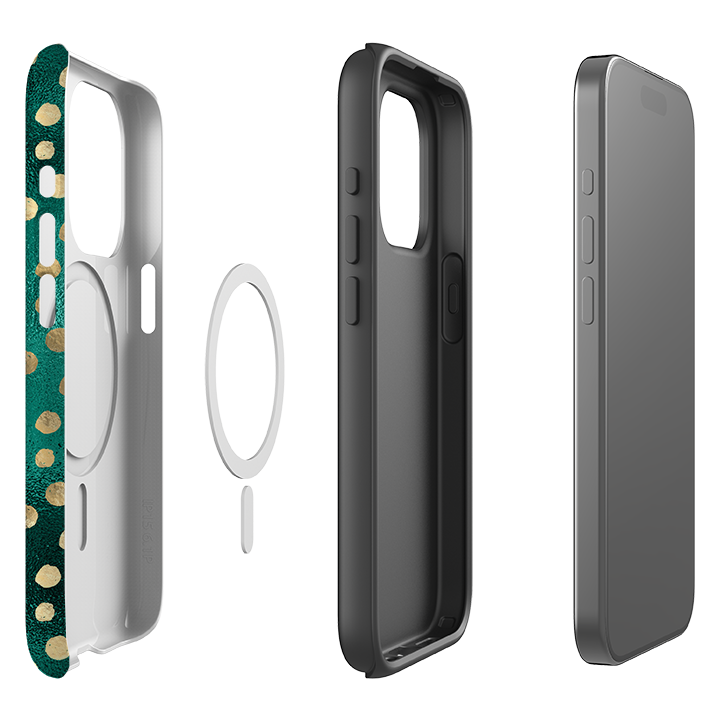 iPhone MagSafe Tough Case -  Forest and Gold Dots