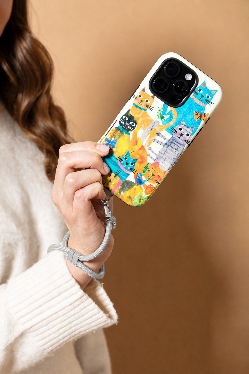 Wrist Adjustable Phone Strap- Grey (Not compatible with our wallet cases)