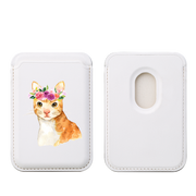 Floral Cat MagSafe Wallet- White