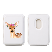 Floral Deer MagSafe Wallet- White