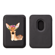 Floral Deer MagSafe Wallet- Black