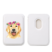 Floral Dog MagSafe Wallet- White
