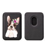 Floral Dog II MagSafe Wallet- Black