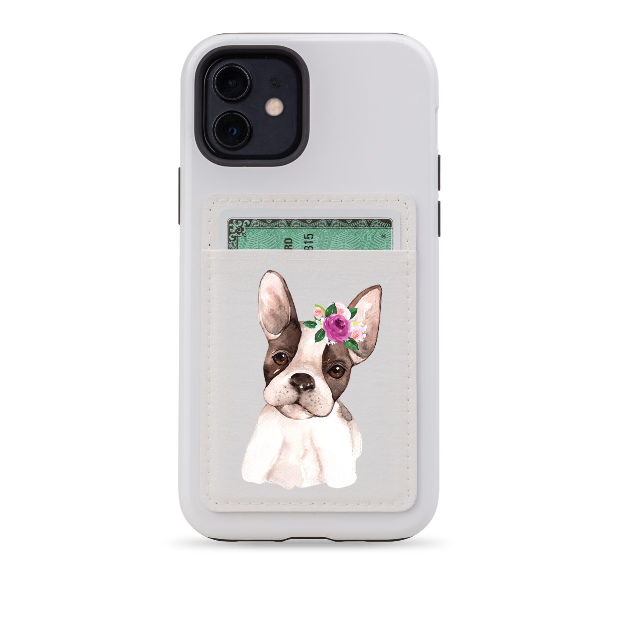 Floral Dog II MagSafe Wallet- White