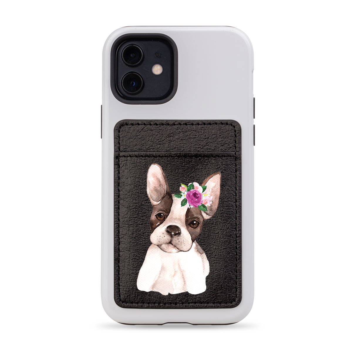 Floral Dog II MagSafe Wallet- Black