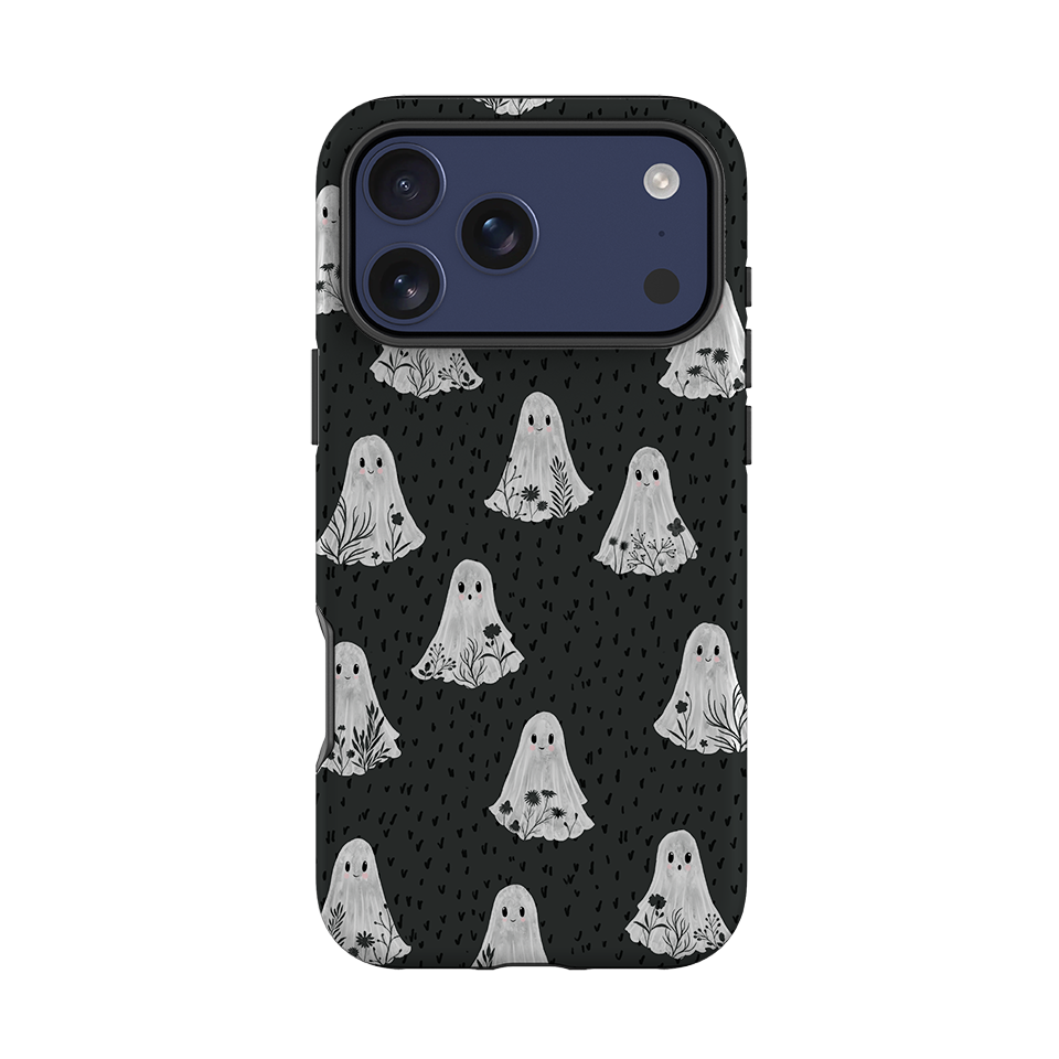 iPhone Tough Case - Floral Ghosts - Charcoal By Katherine Quinn