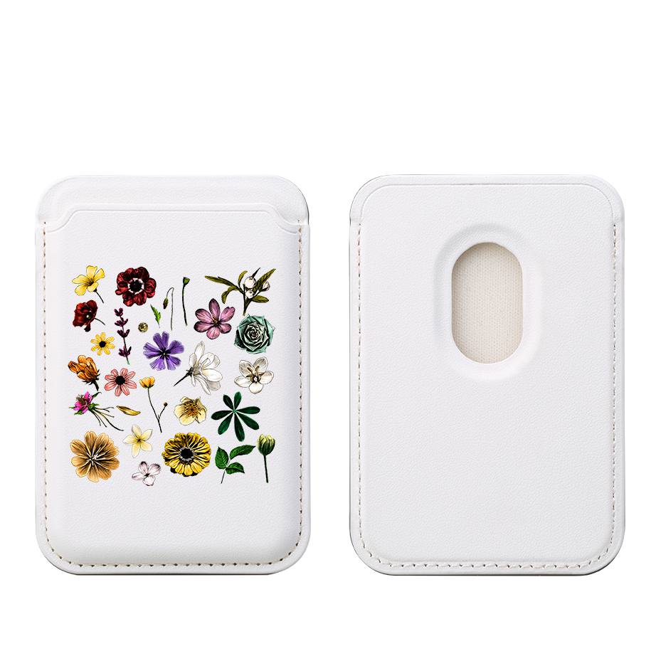 Floral Placement MagSafe Wallet- White
