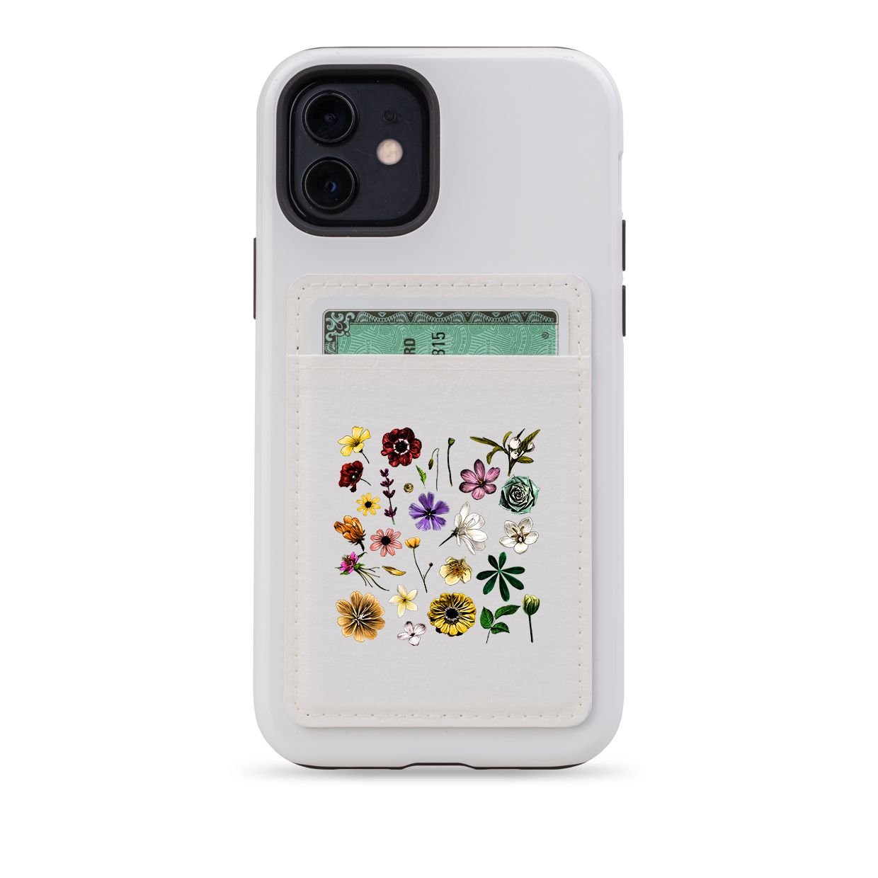 Floral Placement MagSafe Wallet- White