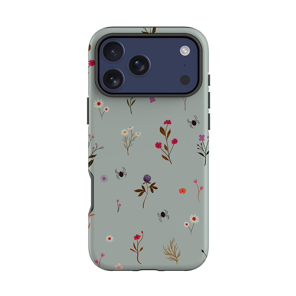 iPhone Tough Case - Florals and Spiders - Dusty Gourd By Katherine Quinn