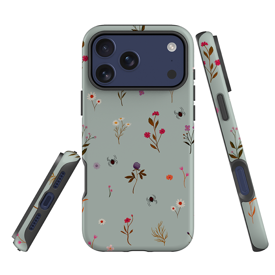 iPhone Tough Case - Florals and Spiders - Dusty Gourd By Katherine Quinn