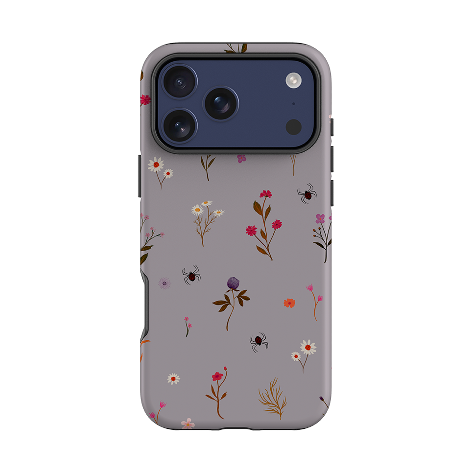 iPhone Tough Case - Florals and Spiders - Mauve By Katherine Quinn