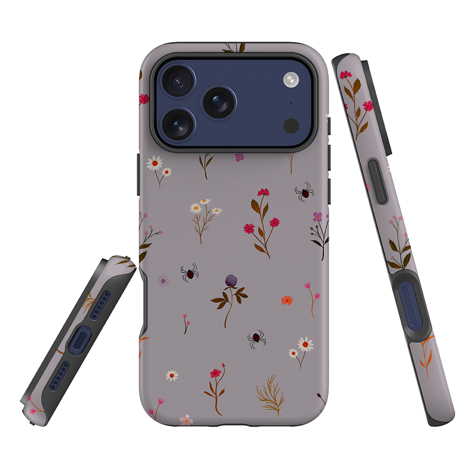 iPhone Tough Case - Florals and Spiders - Mauve By Katherine Quinn