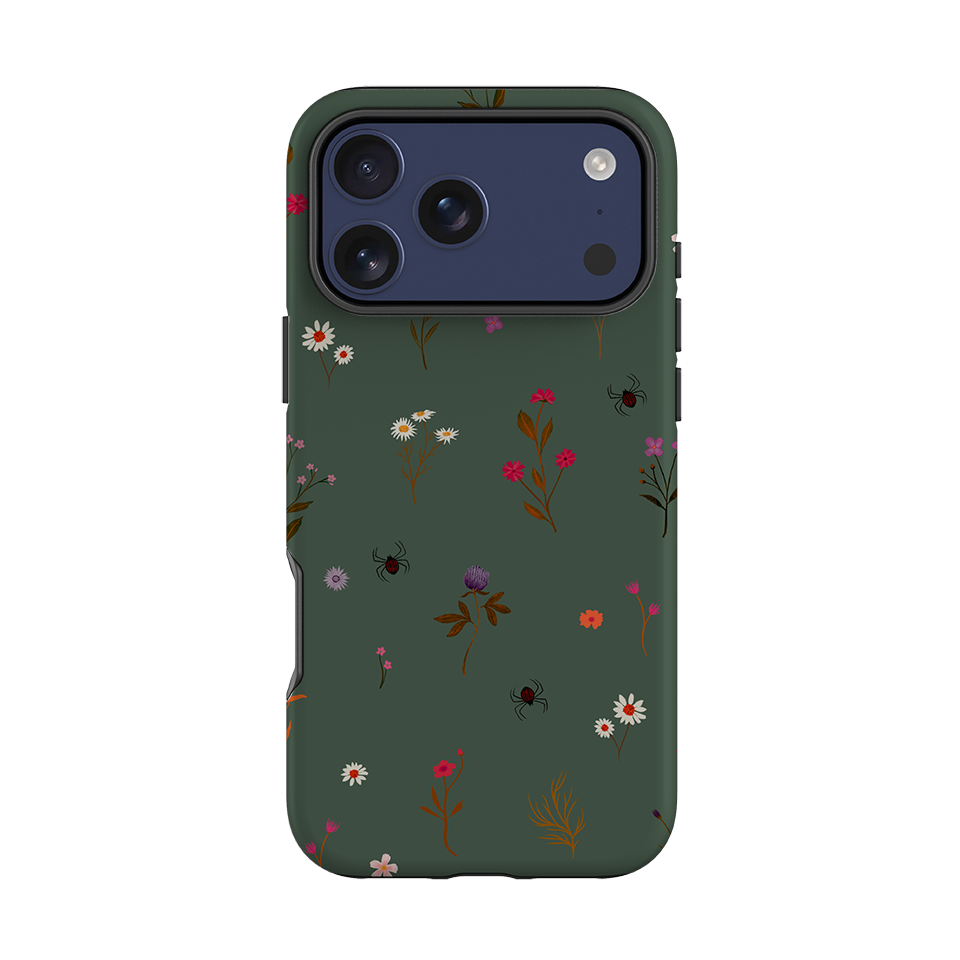 iPhone Tough Case - Florals and Spiders - Pine By Katherine Quinn