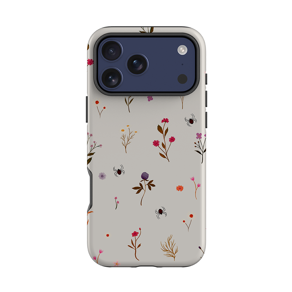 iPhone Tough Case - Florals and Spiders - Stone By Katherine Quinn