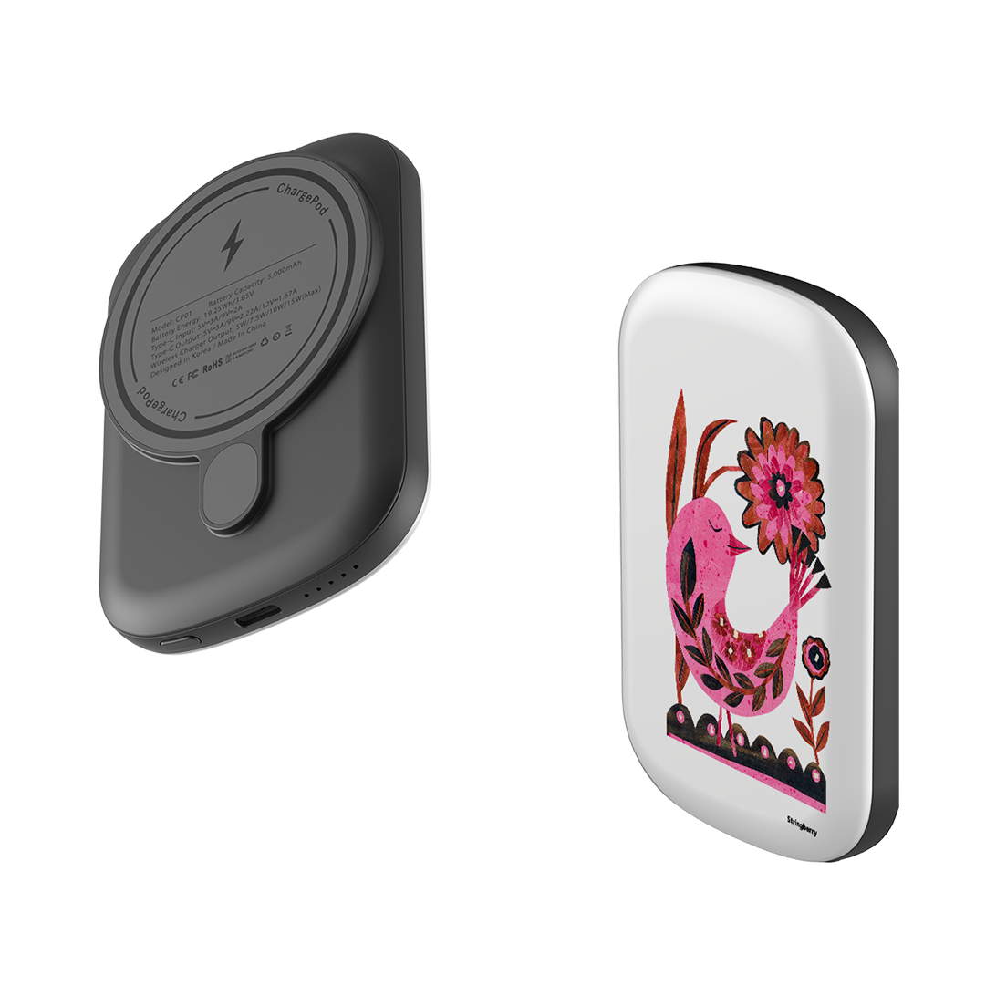 MagSafe Power Bank - Folk Floral Bird By Tracey English
