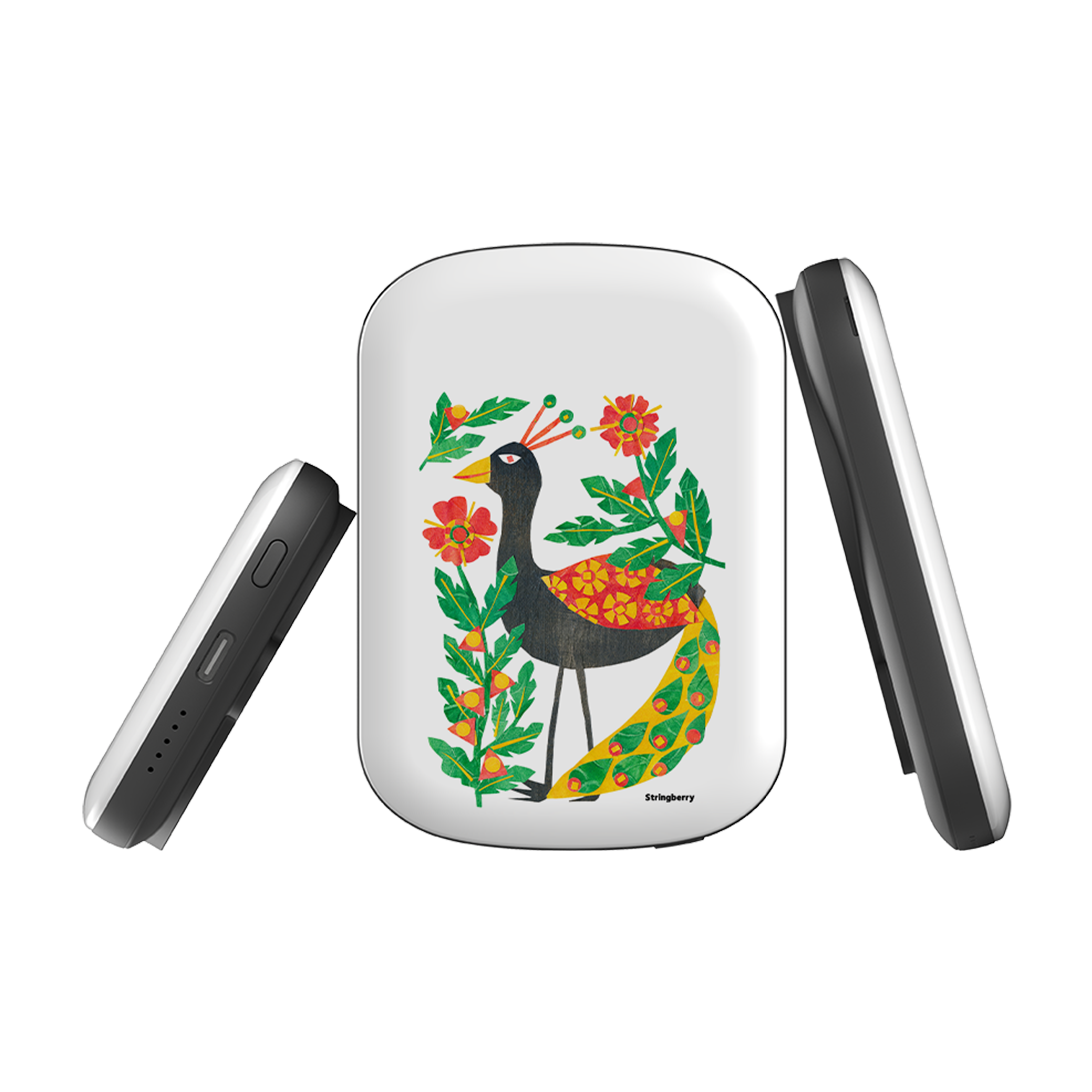 MagSafe Power Bank - Folk Floral Peahen By Tracey English