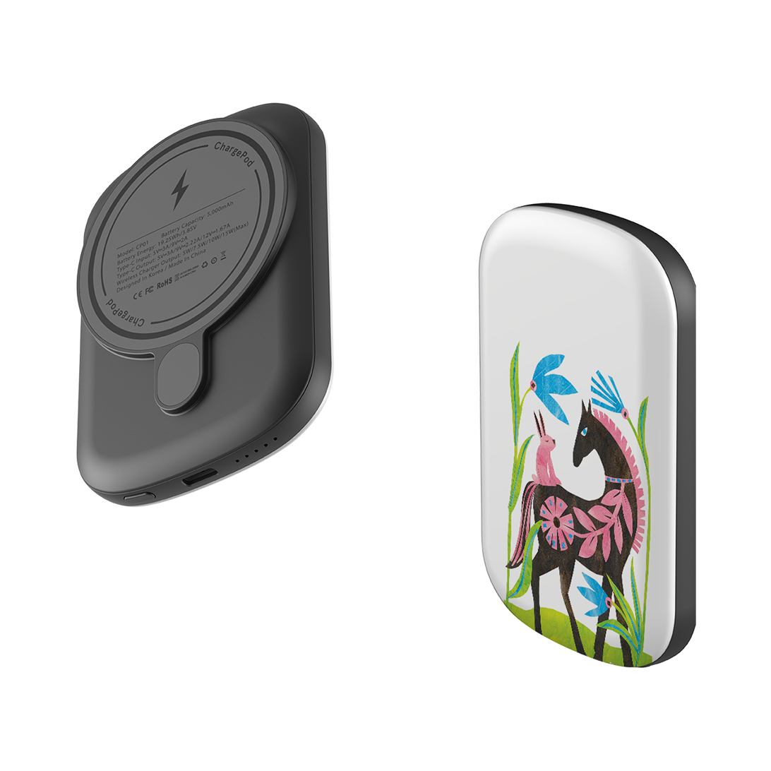 MagSafe Power Bank - Folk Horse And Bunny By Tracey English