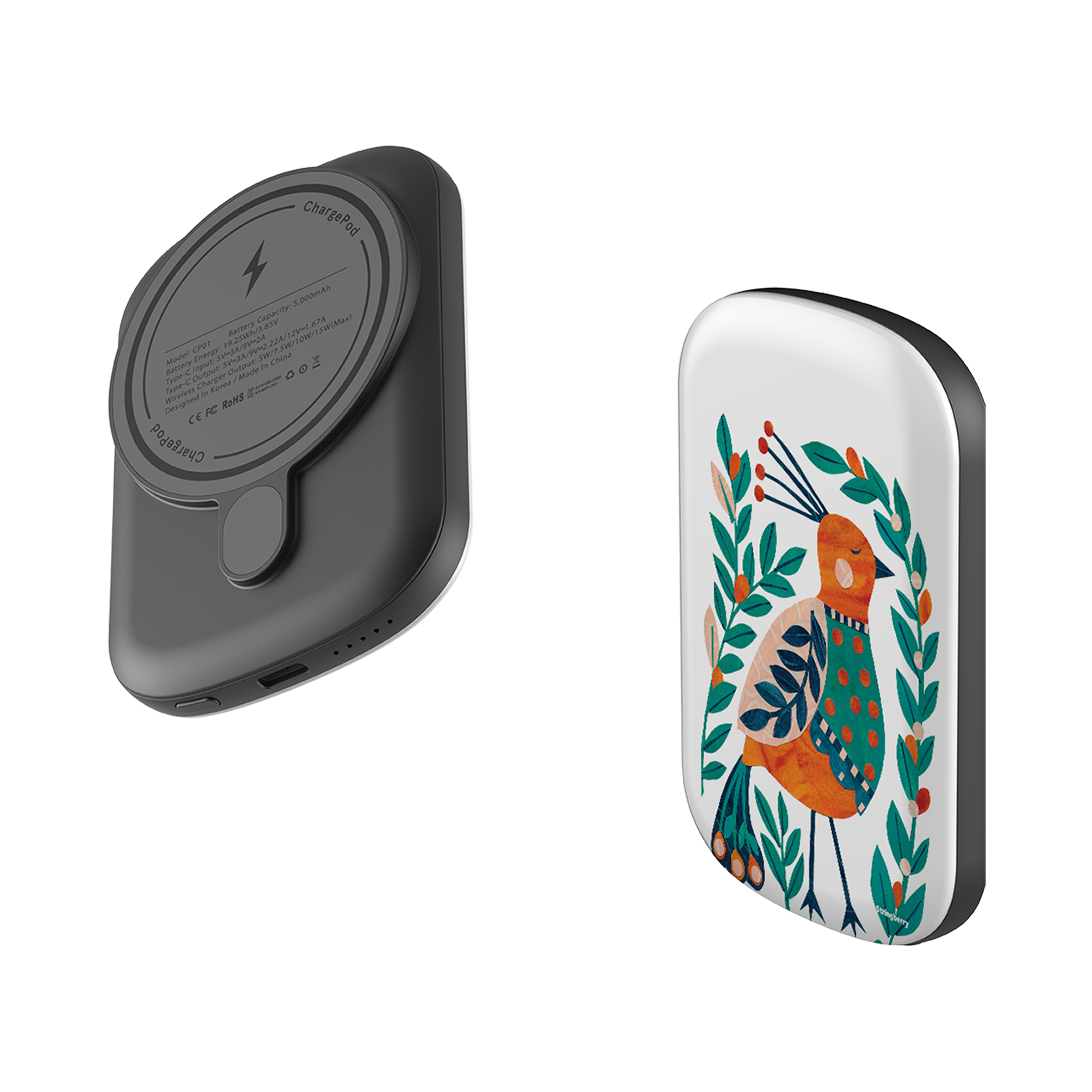MagSafe Power Bank - Folk Peacock By Tracey English