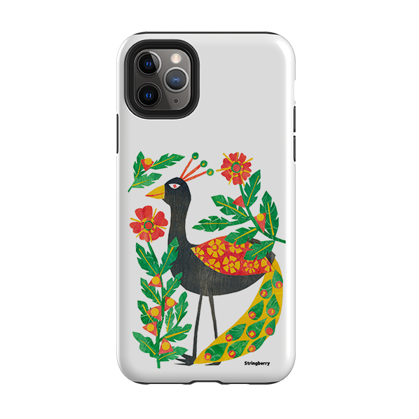 iPhone Tough Case - Folk Floral Peahen By Tracey English