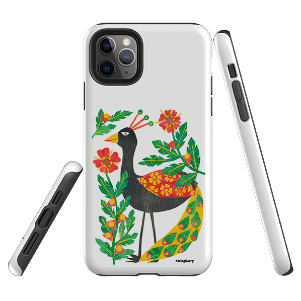 iPhone Tough Case - Folk Floral Peahen By Tracey English