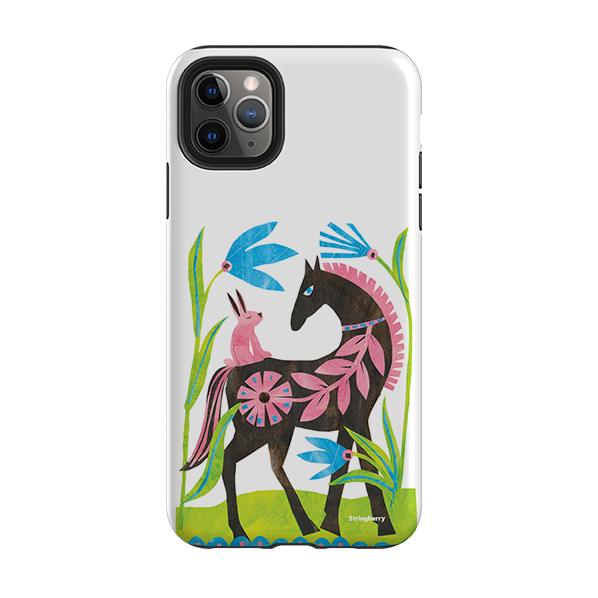 iPhone Tough Case - Folk Horse And Bunny By Tracey English