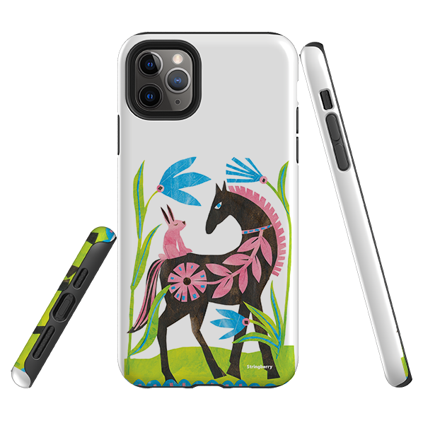 iPhone Tough Case - Folk Horse And Bunny By Tracey English