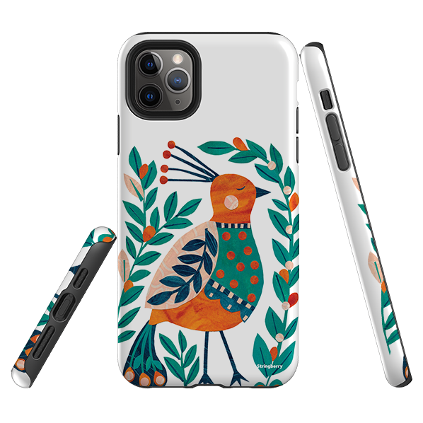 iPhone Tough Case - Folk Peacock By Tracey English