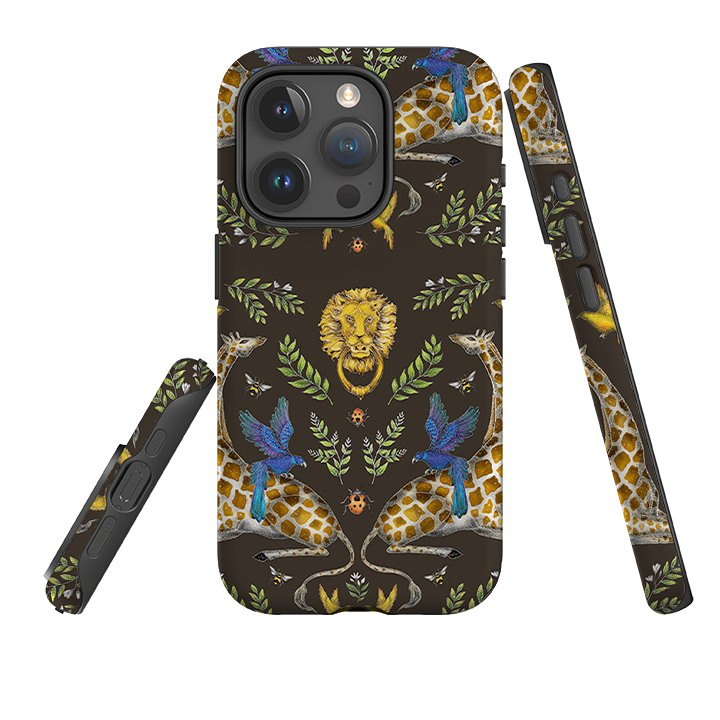 iPhone Tough Case - Giraffes Birds and Lion By Catherine Rowe