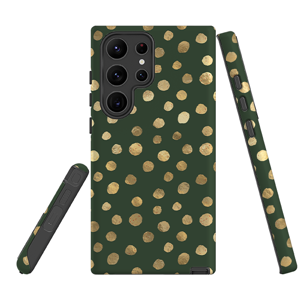 Samsung Tough Case - Green and Gold Dots