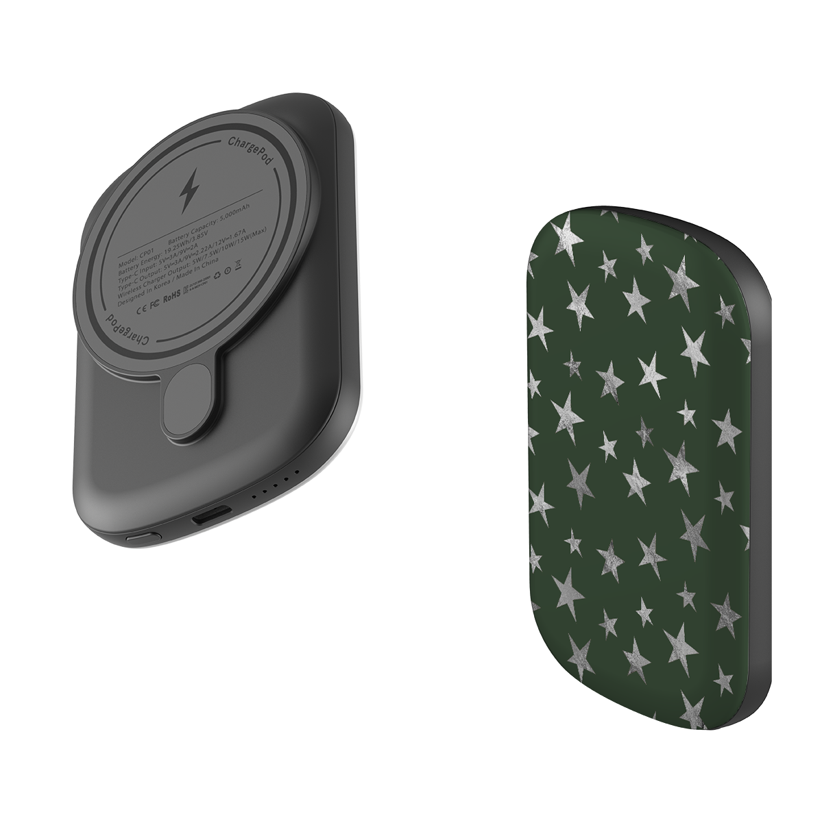 MagSafe Power Bank - Green and Silver Stars