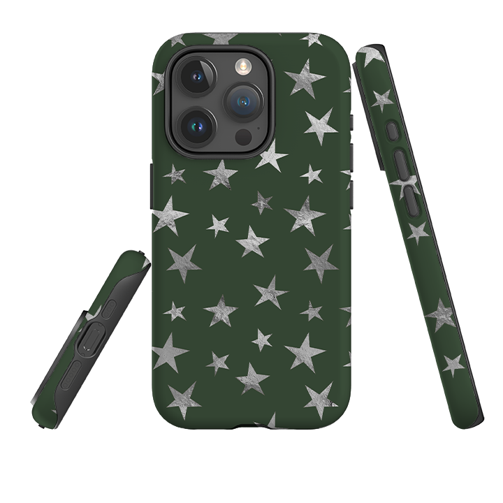 iPhone Tough Case - Green and Silver Stars