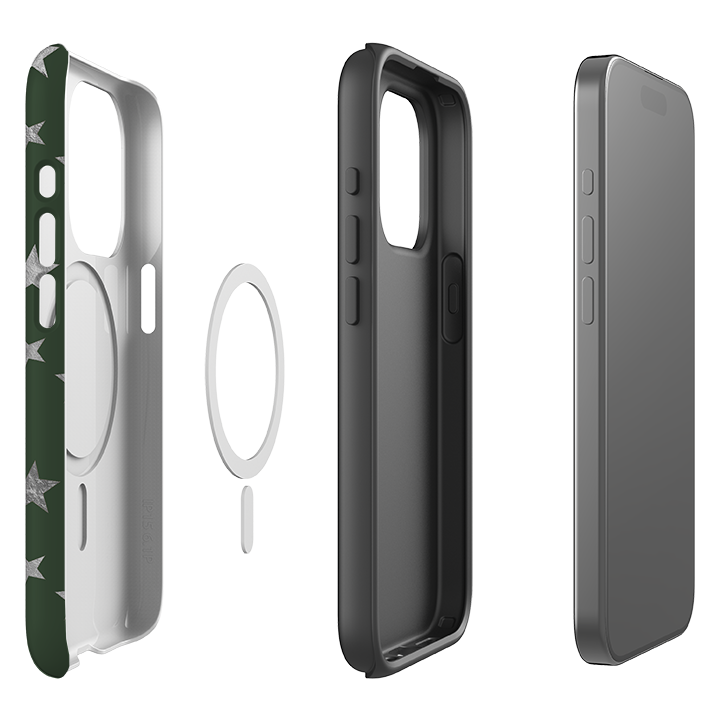 iPhone MagSafe Tough Case - Green and Silver Stars
