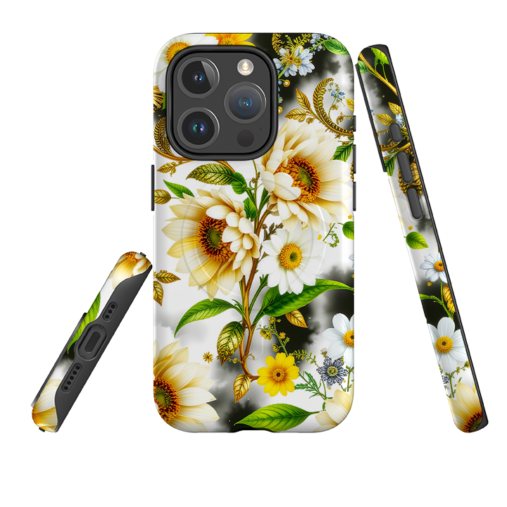 iPhone MagSafe Tough Case - Gold Flowers